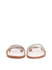 Rasteira com Tiras de Strass Entrelaçadas - Branca SDI-11955 - BR