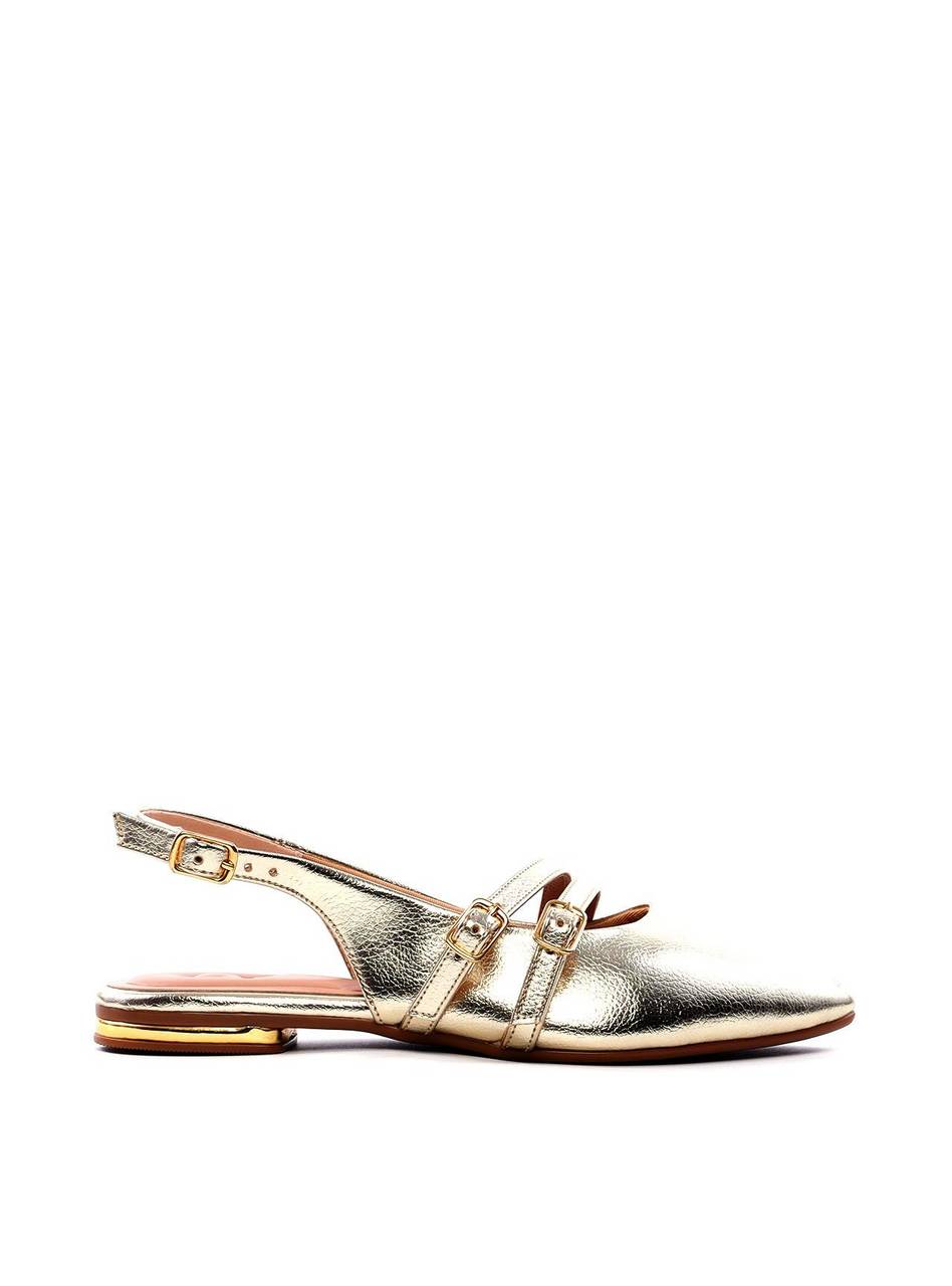 Sandália Slingback com Fivelas Laterais - Ouro SDI-11736 - AU
