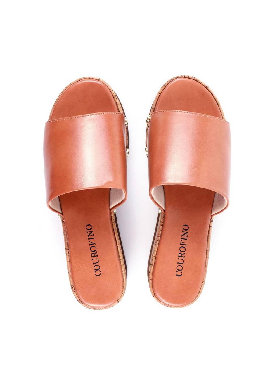 Tamanco Plataforma em Cortiça com Tachas - Nude SDI-11794 - NU