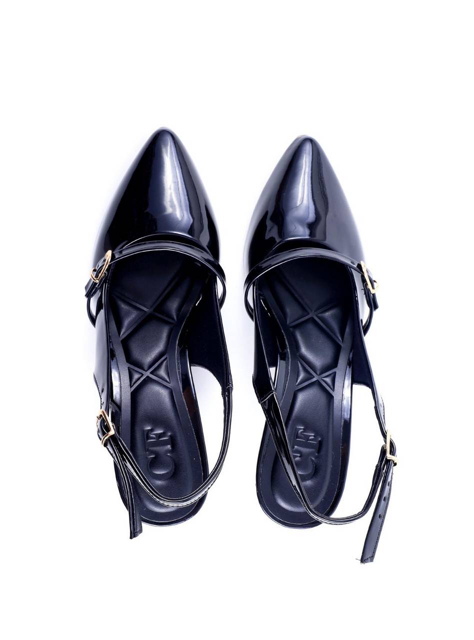 Scarpin Slingback Salto Kitten e Fivelas - Preta SDI-11759 - PR