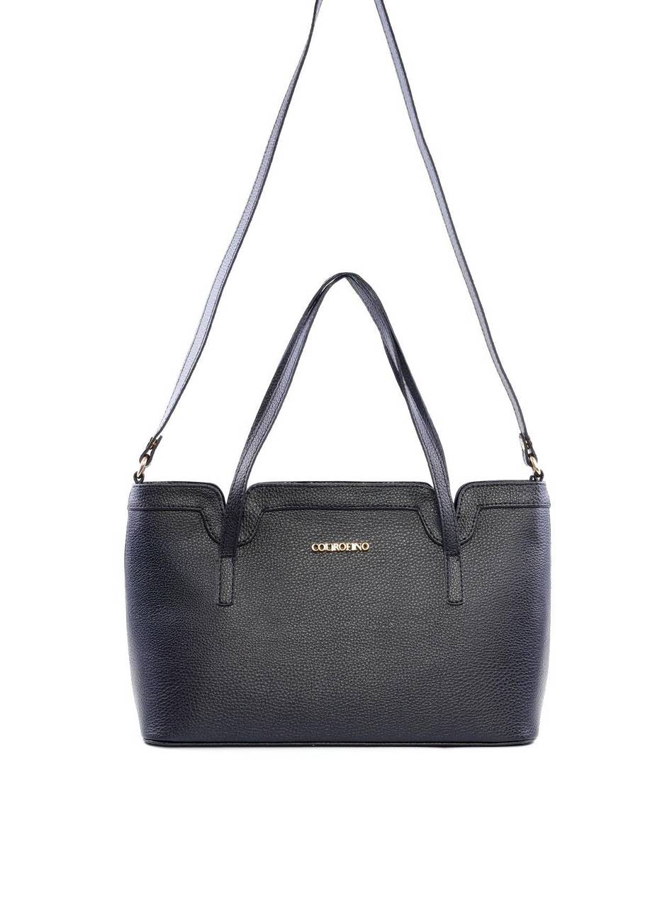Bolsa Tote com Alça Dupla e Detalhe na Borda - Preta BSI-6174 - PR