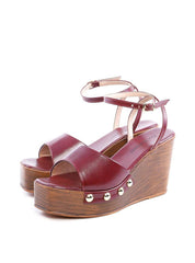 Sandália salto Plataforma com Detalhes Laterais - Vinho SDI-11763 - VI