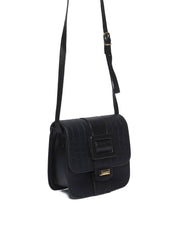 Bolsa Satchel Transversal com Fivela Decorativa - Preta BSI-5714 - PR