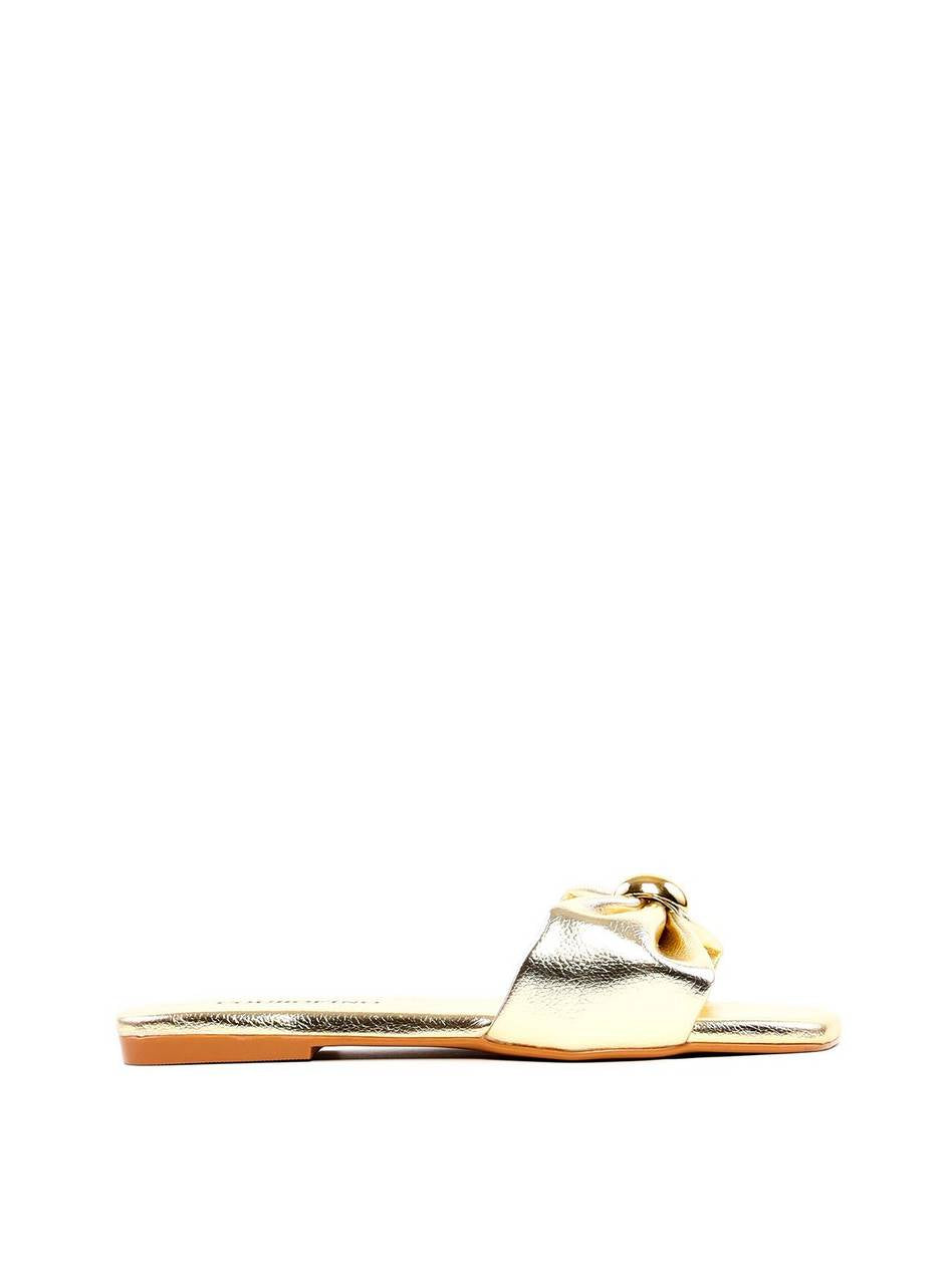 Rasteira Drapeada Enfeite Orgânico - Ouro SDI-11983 - AU