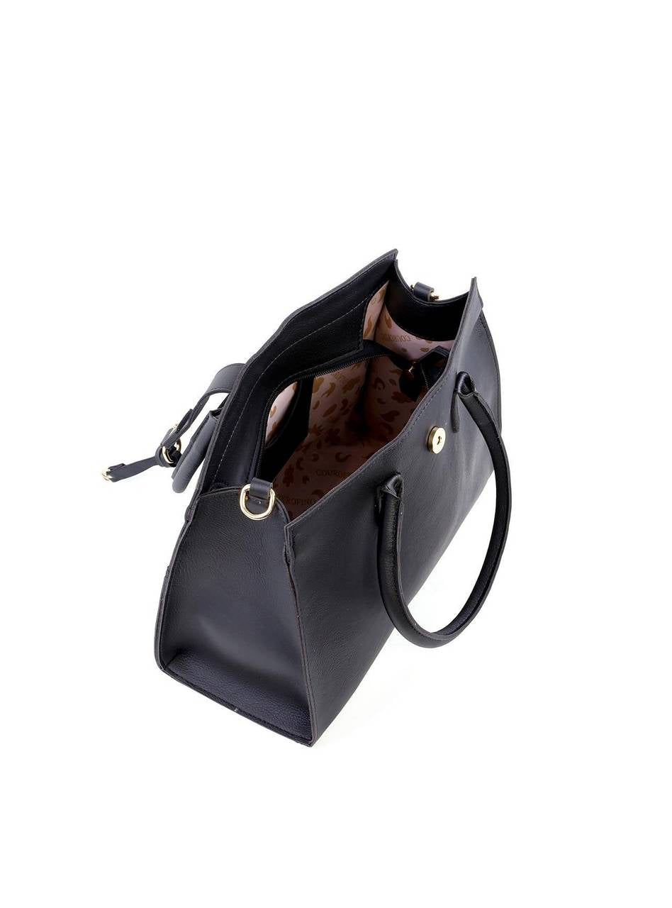 Bolsa Tote com Enfeite Meia Argola - Preta BSI-6227 - PR