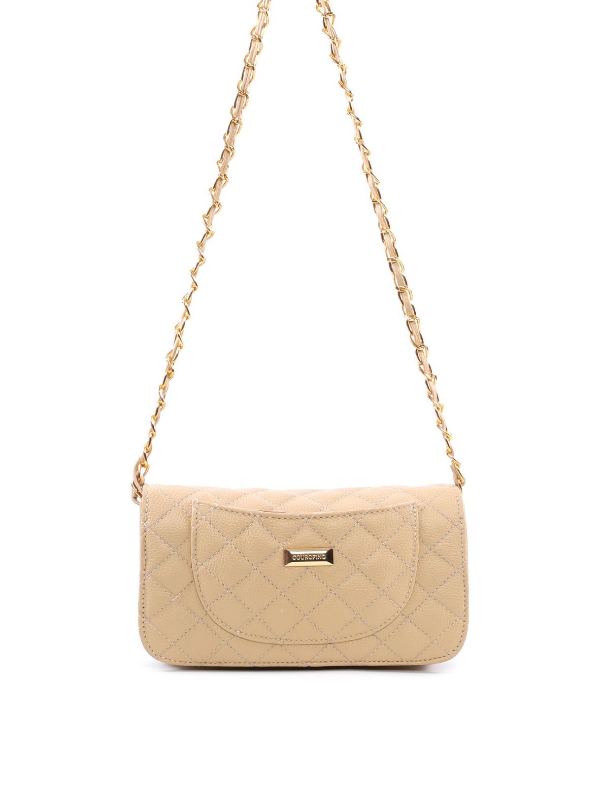 Bolsa Transversal Pequena com Matelassê em Couro BSI-6542 - NU