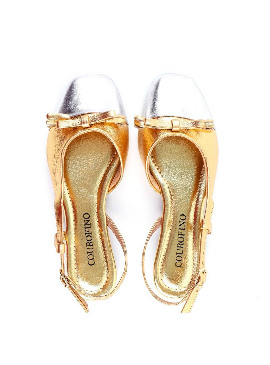 Sapatilha Slingback com Laço e Barbicacho - Ouro SDI-11822 - AU