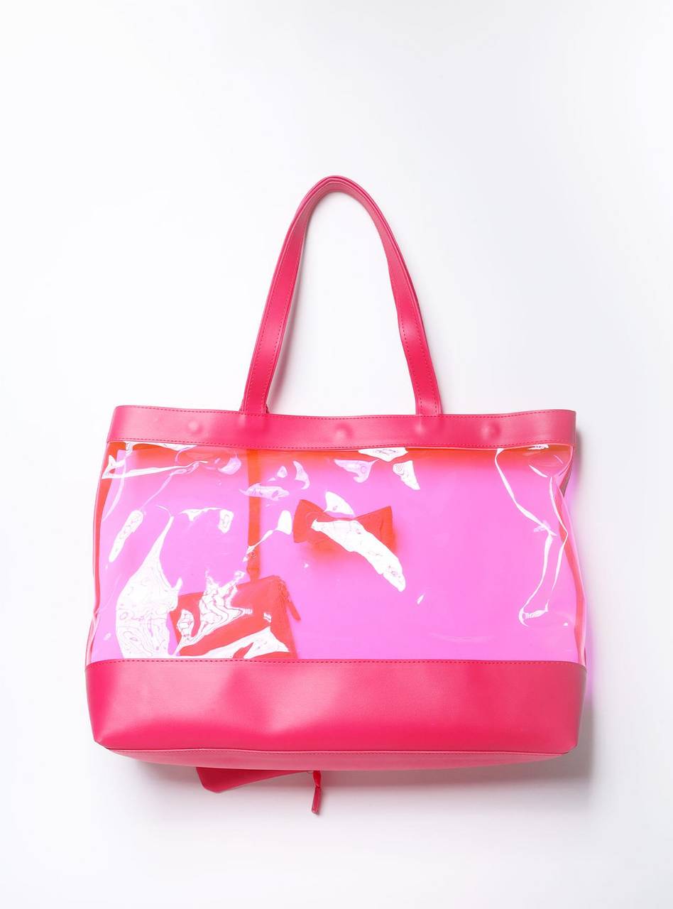 Bolsa Shopper Praia Transparente Laço Grande Pink BSI-5865 - PK