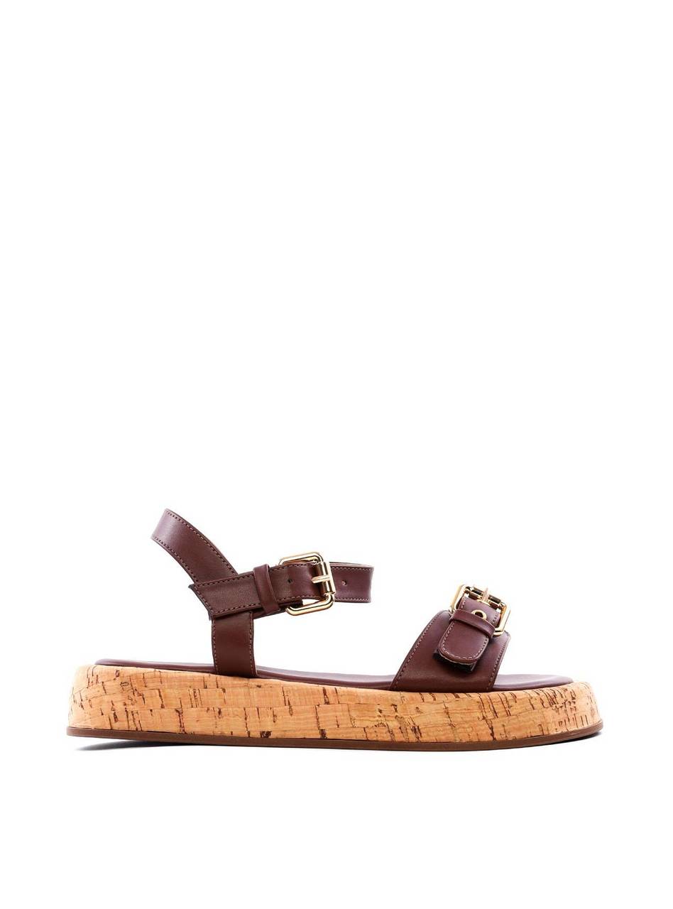 Sandália Papete com Salto de Cortiça e Fivelas - Cacau SDI-11740 - CA
