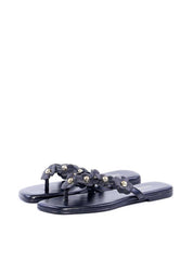Rasteira de Dedo com Mini Flores - Preta SDI-11821 - PR