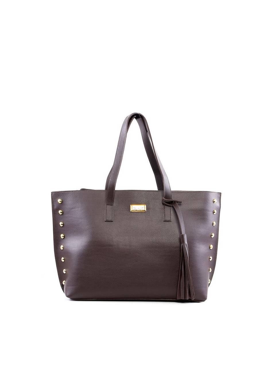 Bolsa Shopper com Barbicacho e Esferas - Cacau BSI-6369 - CA
