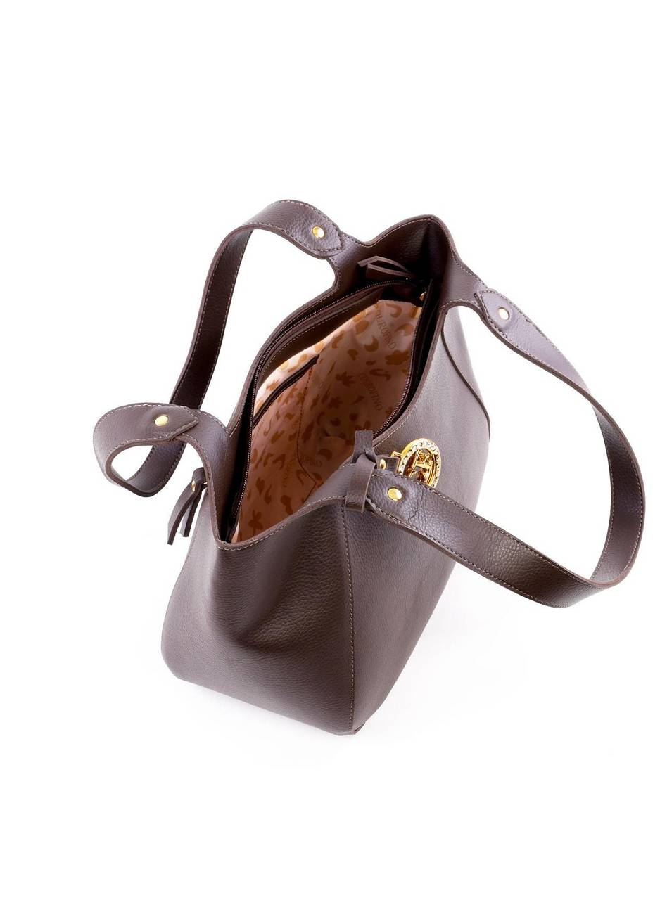 Bolsa Shopper Média com Charm CF - Cacau BSI-6461 - CA