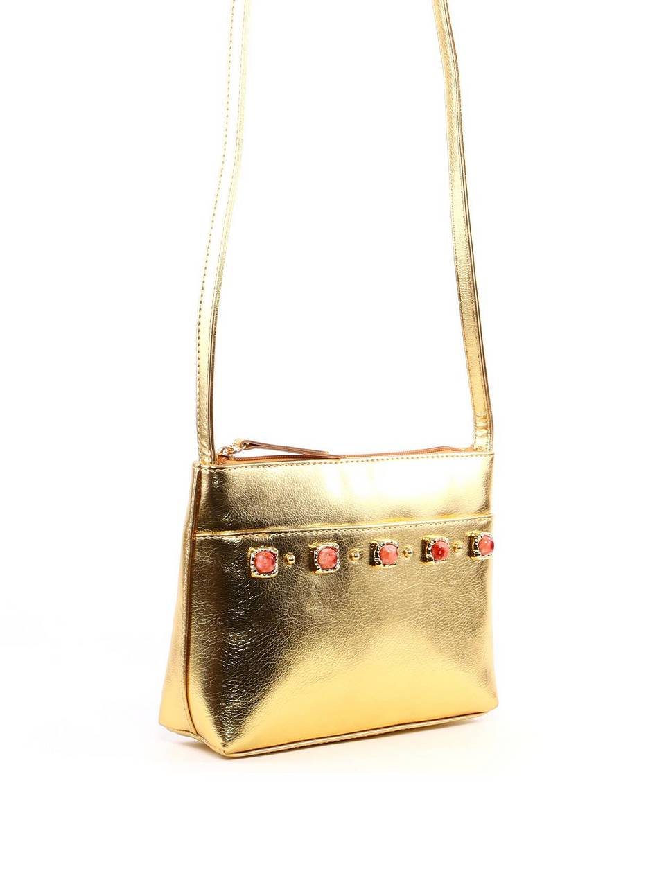 Bolsa Tote Transversal com Pedraria - Ouro BSI-6362 - AU