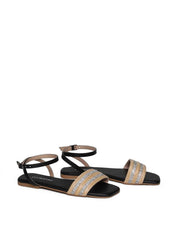 Sandália Feminina Rasteira Rosto Palha - Preta SDI-11641 - PR