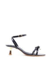 Sandália Salto Médio Cromado Detalhe Laço - Preta 1.1400011923 - PR