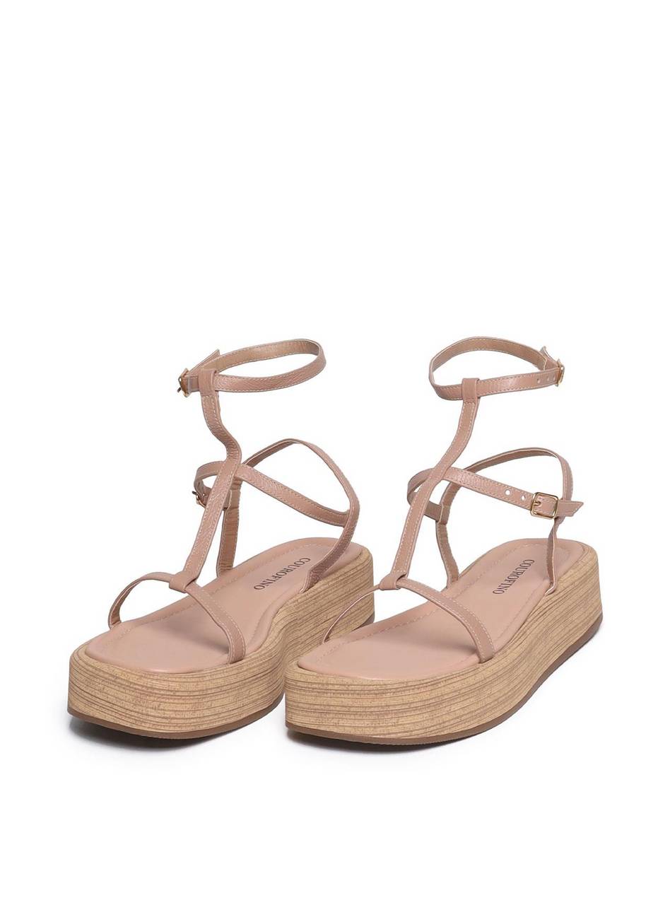 Sandália Feminina Couro Plataforma Salto Fachetado - Nude SDI-11560 - NU