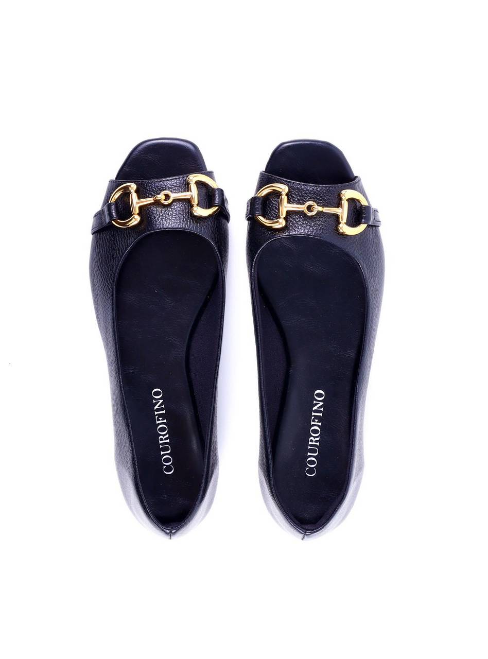 Sapatilha Peep Toe Enfeite Bridão - Preta SDI-11982 - PR