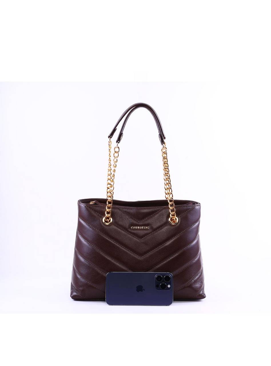 Bolsa Tote em Matelassê com Retalho - Cacau BSI-6366 - CA