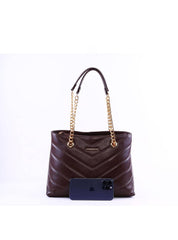 Bolsa Tote em Matelassê com Retalho - Cacau BSI-6366 - CA