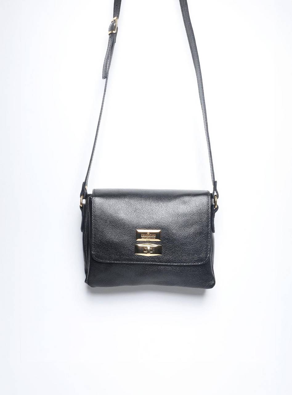 Bolsa Saddle Pequena Couro Alça Regulável Preta BSI-5739 - PR