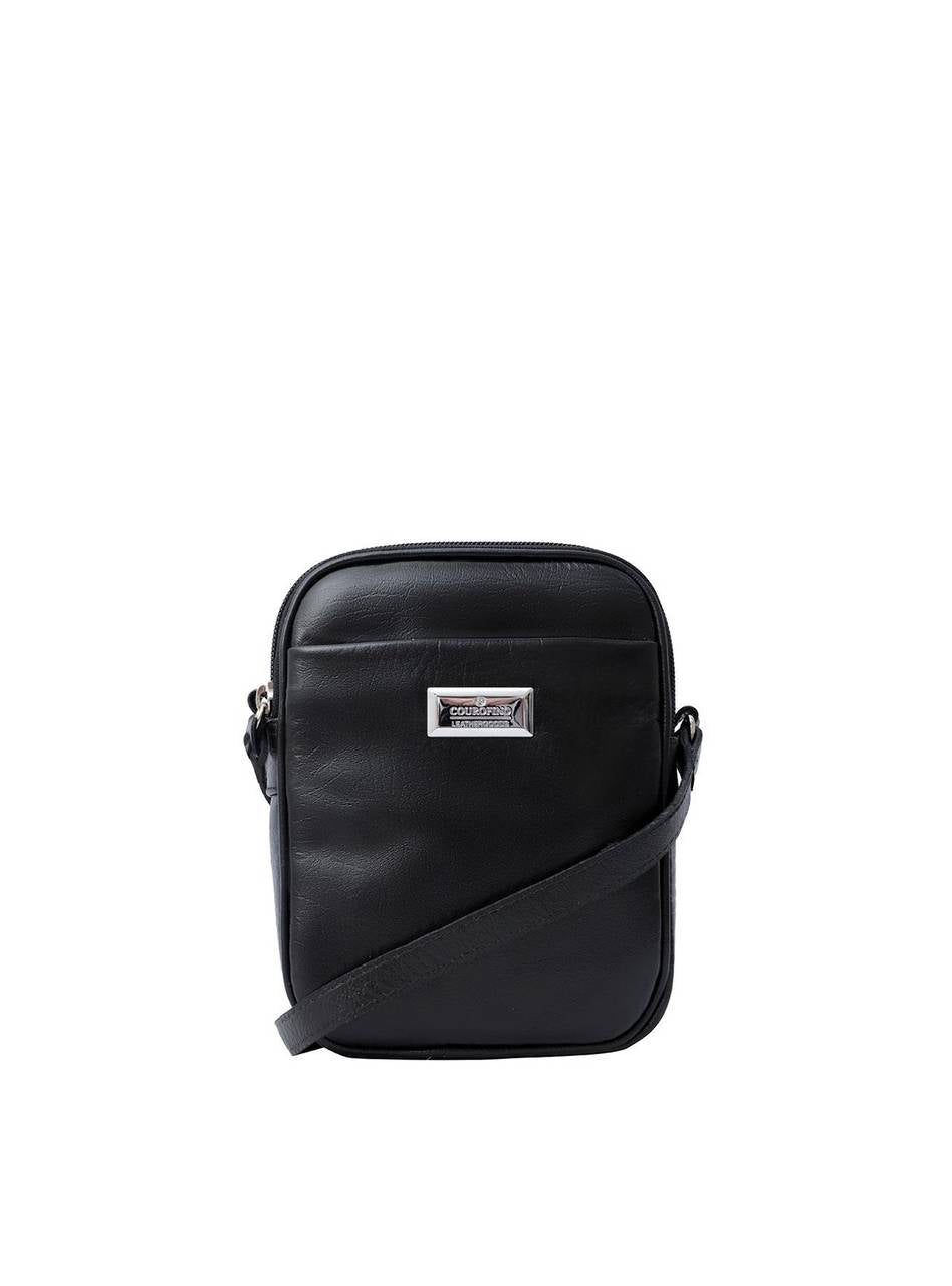 Bolsa Bag Couro Média Transversal Shoulder Preta BSI-5330 - PR