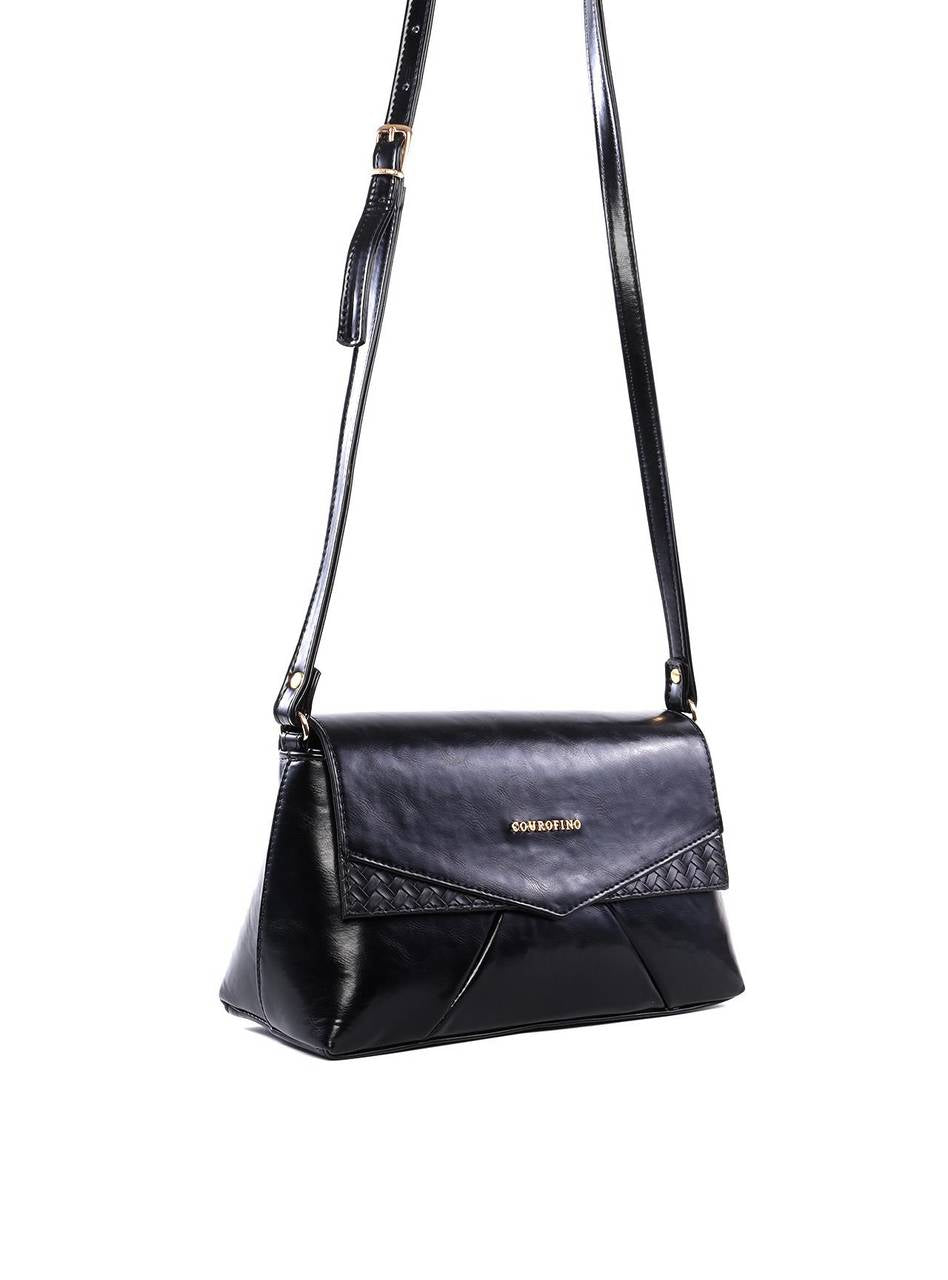 Bolsa Satchel Média Tampa com Recortes - Preta BSI-6484 - PR