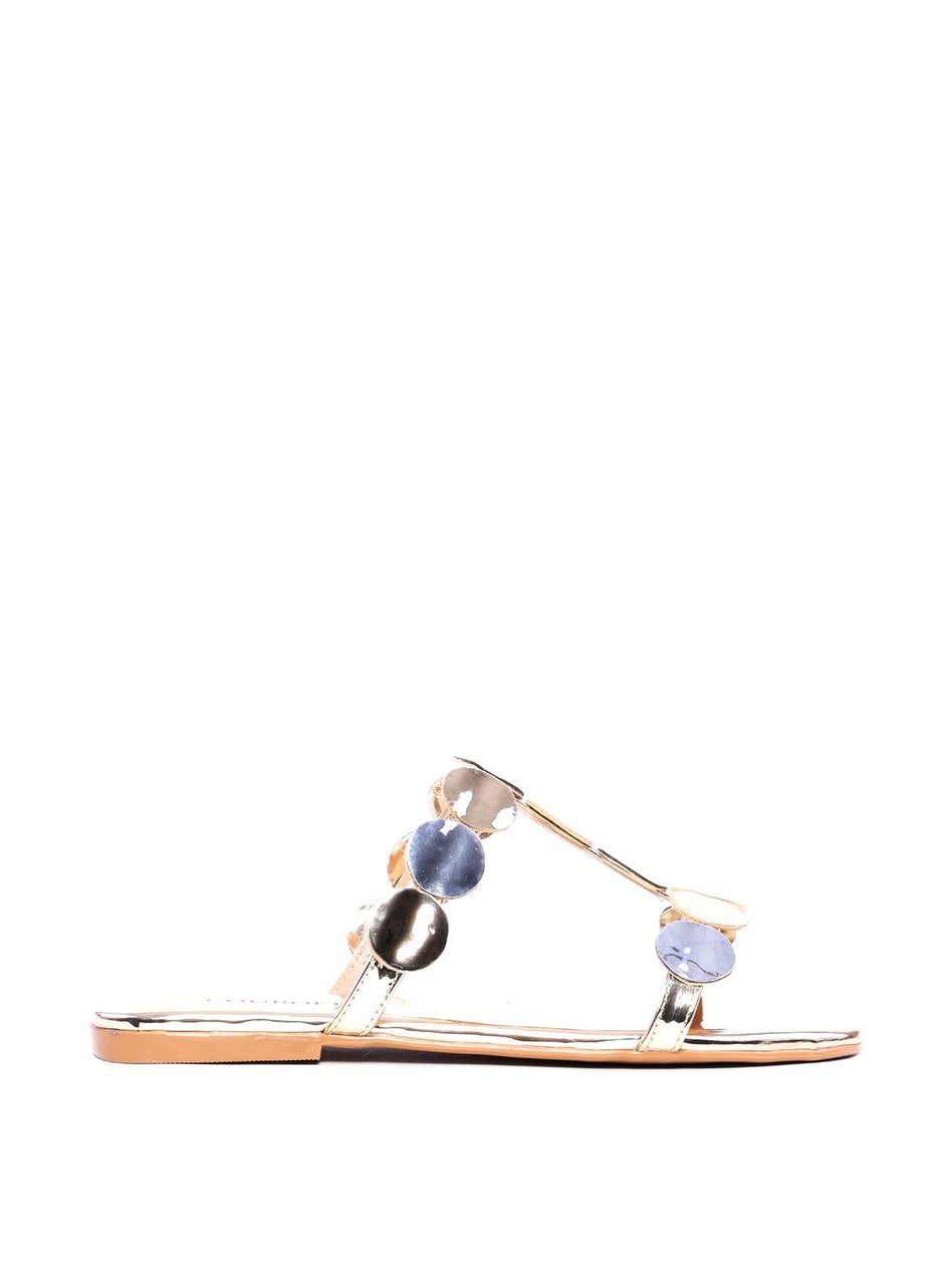 Sandália Feminina Rasteira com Tiras Frontais - Ouro SDI-11568 - AU