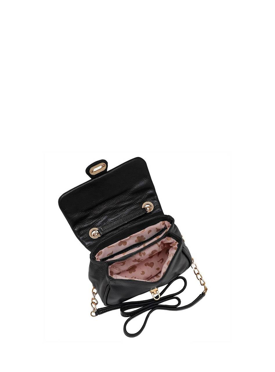 Bolsa Saddle Couro Transversal Alça Corrente Preta BSI-4334 - PR
