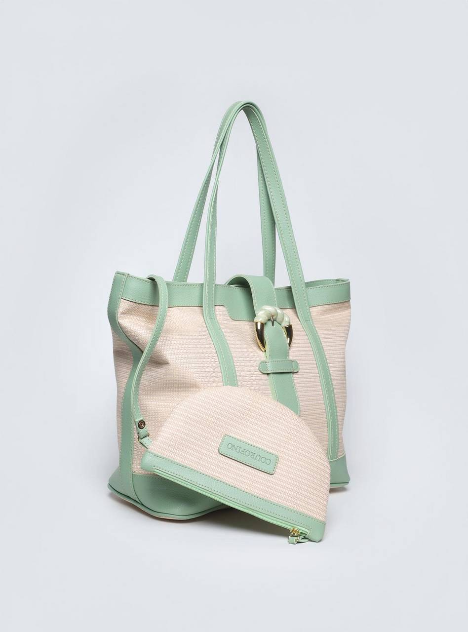 Bolsa Shopper Palha Fivela Grande Verde BS-5868 - VD