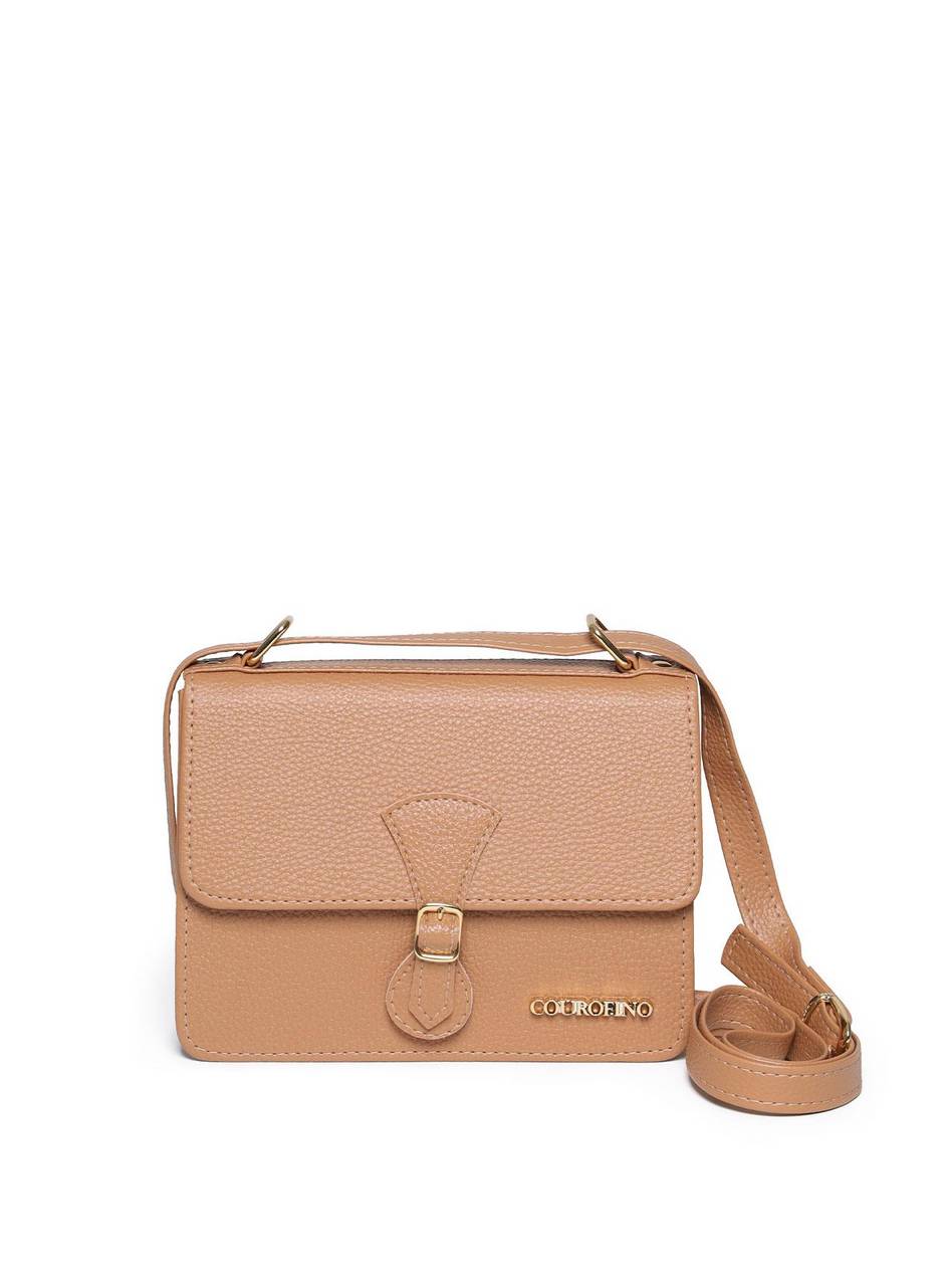 Bolsa Feminina Couro Pequena Saddle Transversal Nude BSI-5897 - NU