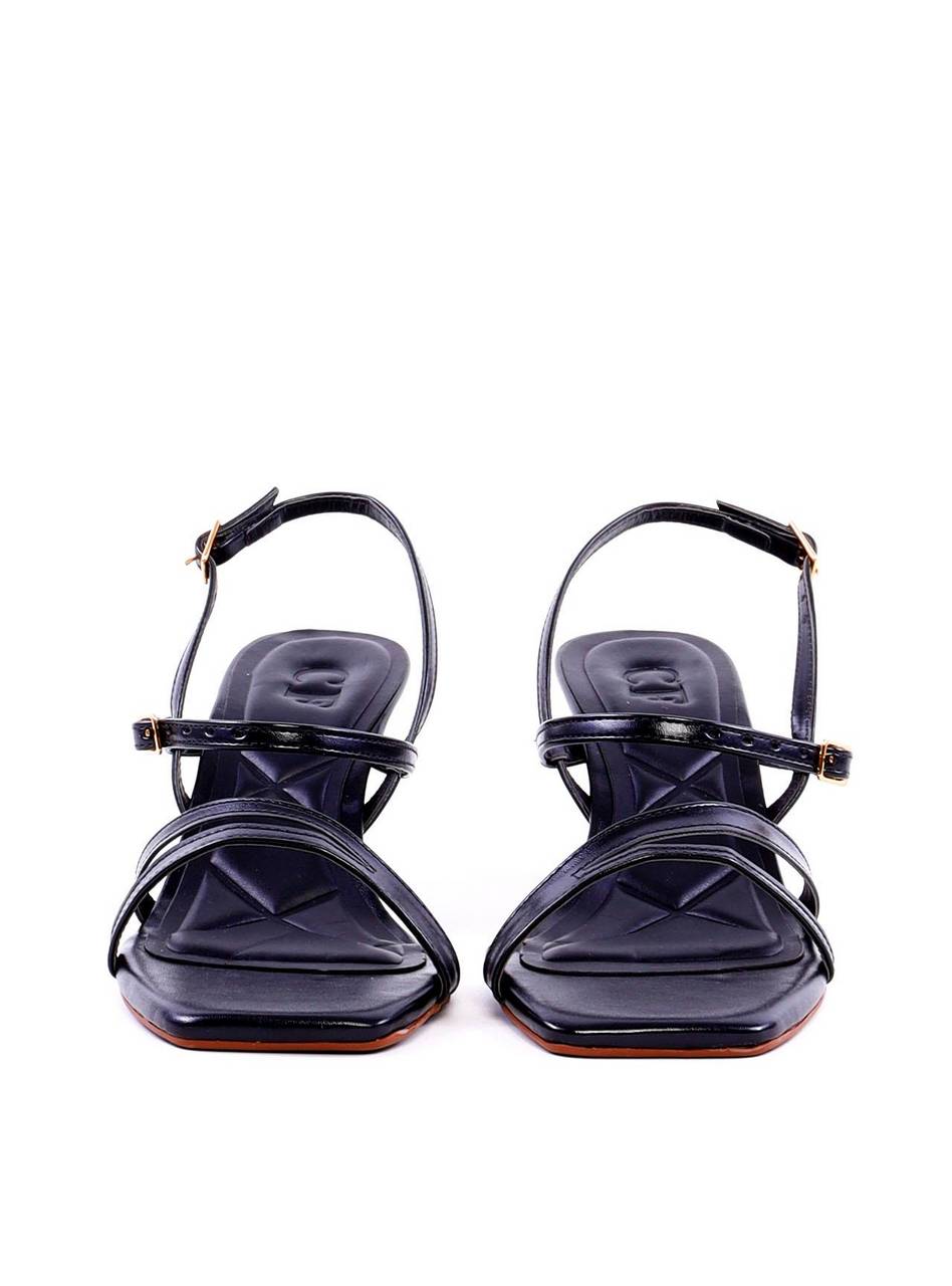 Sandália de Salto Fino com Tiras e Fivelas - Preta SDI-11974 - PR