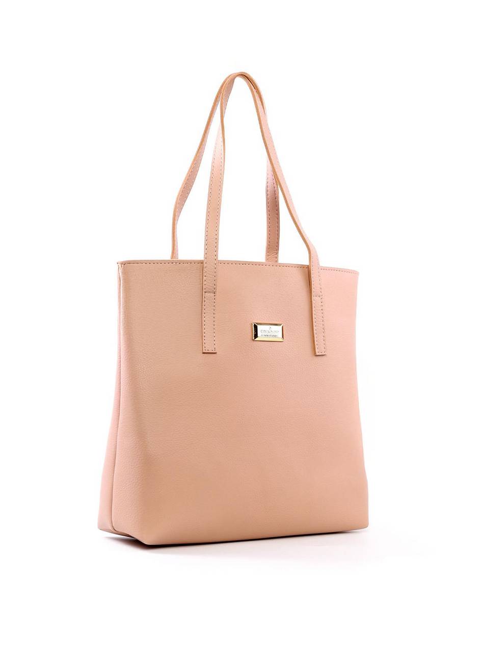 Bolsa Shopper com Placa Central Superior - Nude BSI-6150 - NU