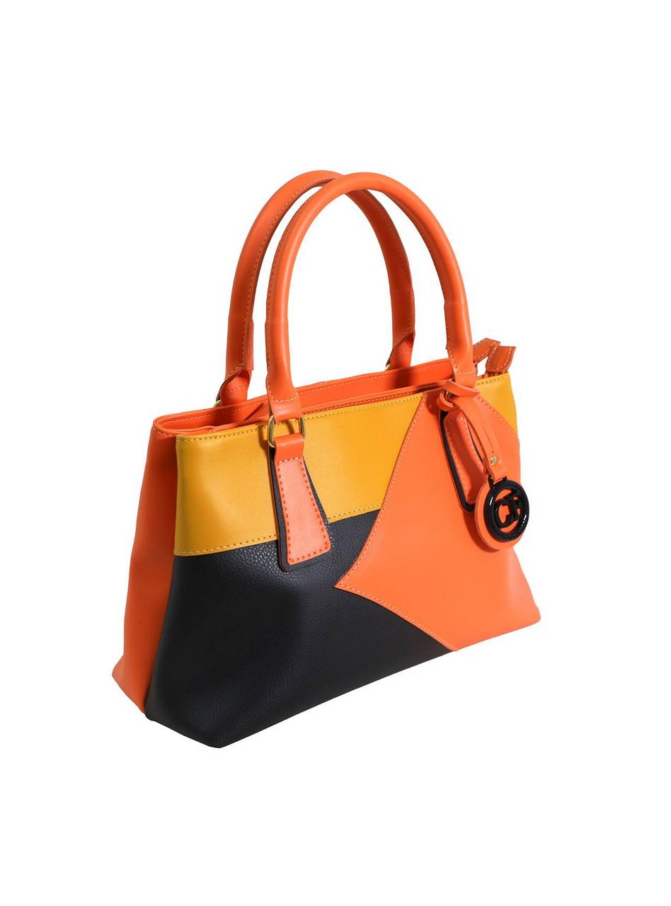 Bolsa Tote Média Transversal Detalhe Losango Laranja BSI-5706 - LR