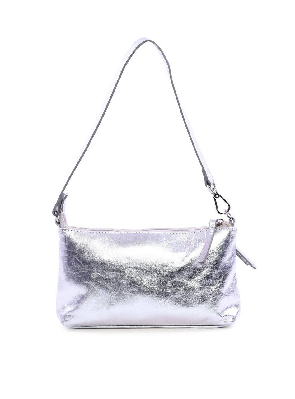 Bolsa Baguette com Bolso Grande Frontal - Prata BSI-6130 - PT