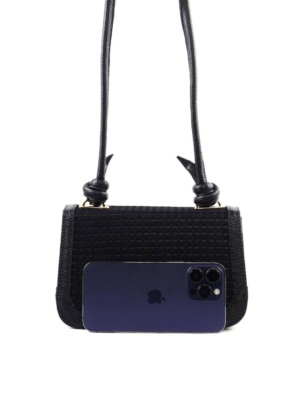 Bolsa Satchel Detalhe Tela Frontal Alça Nó - Preta BSI-6378 - PR