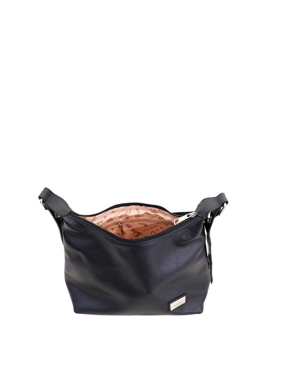 Bolsa Tote Média Couro Tiracolo Preta BSI-5702 - PR