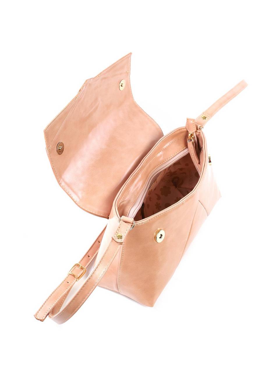 Bolsa Satchel Média Tampa com Recortes - Nude BSI-6484 - NU