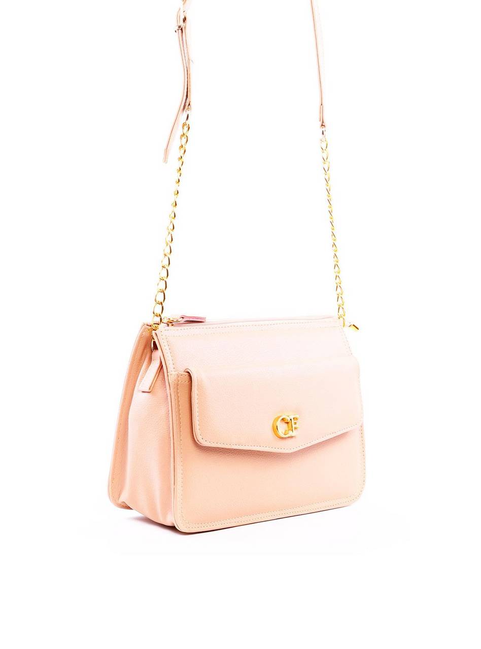 Bolsa Tote Transversal com Corrente - Nude BSI-6276 - NU