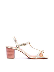 Sandália Salto Bloco Fachetado - Ouro SDI-11979 - AU