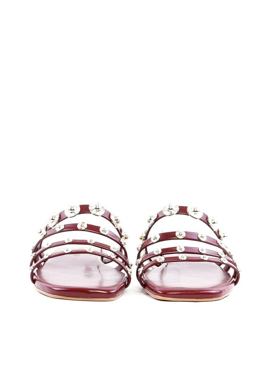 Rasteira com Tiras Finas e Rebites - Vinho SDI-11895 - VI