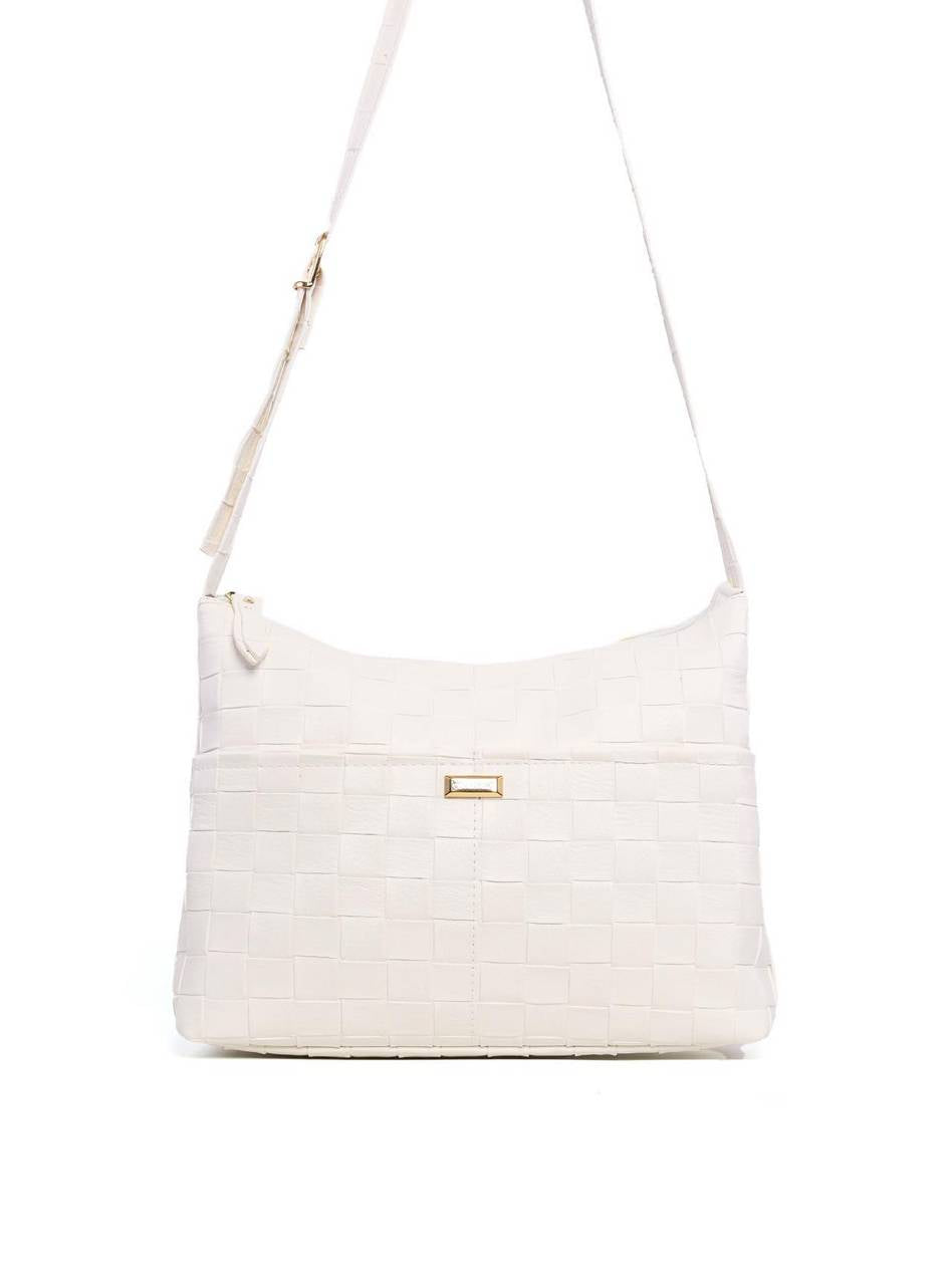 Bolsa Hobo Transversal em Tressê - Branca BSI-6123 - BR