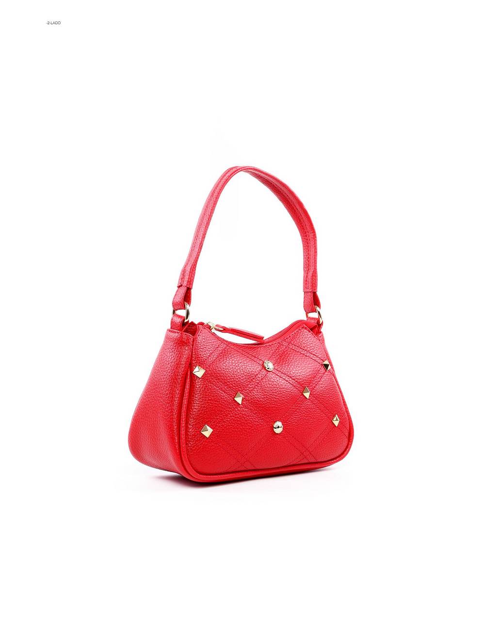 Bolsa Clutch com Alça Tiracolo Removível em Matelassê e Spikes - Vermelha BSI-5966 - VE