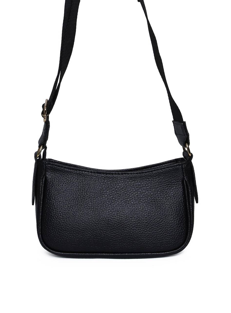 Bolsa Hobo Transversal com Bag Charm - Preta BSI-5977 - PR
