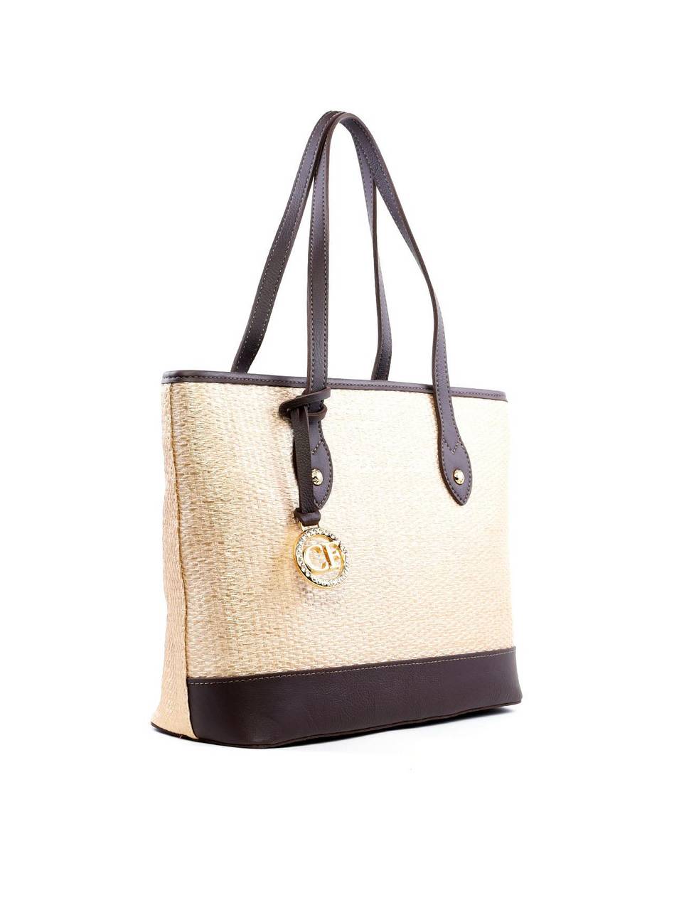 Bolsa Shopper em Palha com Bag Charm - Cacau BSI-6247 - CA