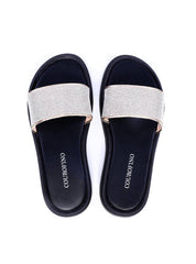 Sandália Flatform Slide Manta Brilhosa - Preta SDI-11713 - PR
