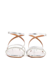 Rasteira Salto Flat com Tiras em Strass - Prata SDI-11907 - PT