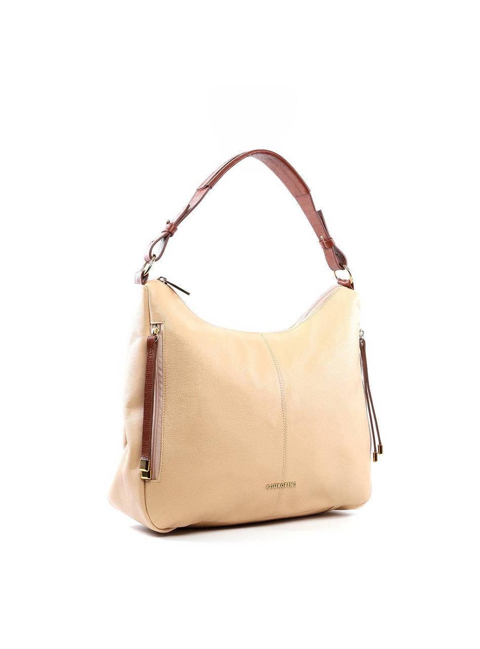 Bolsa Hobo Grande com Bolsos Frontais - Nude BSI-6468 - NU