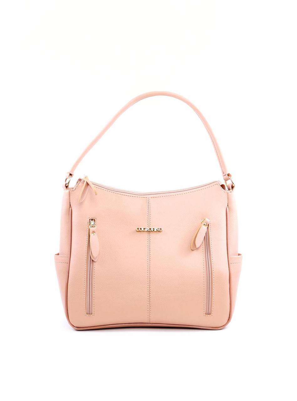 Bolsa Hobo de Mão com Dois Bolsos Verticais - Nude BSI-6058 - NU