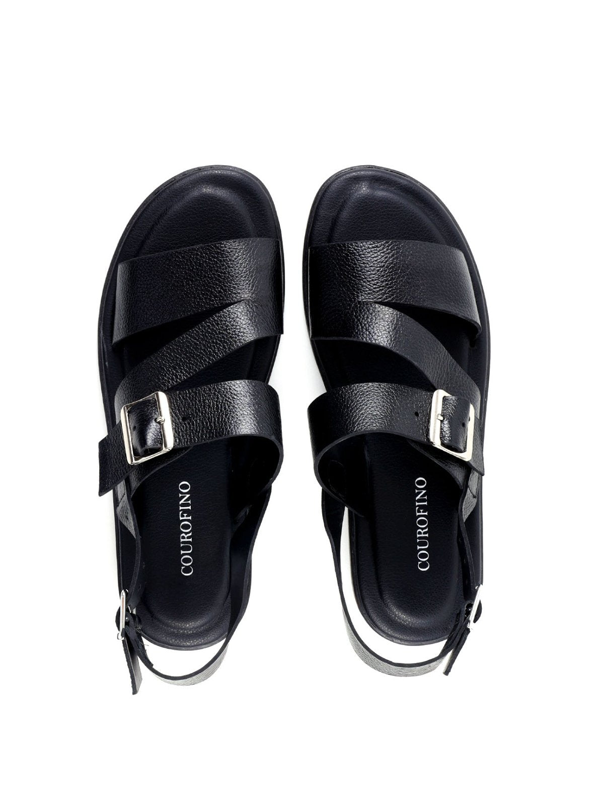 Sandália Masculina com Tiras Largas e Fivelas - Preta SDI-12167 - PR