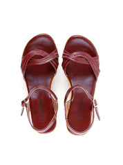 Sandália Anabela com Tira Pespontada - Vinho SDI-11898 - VI